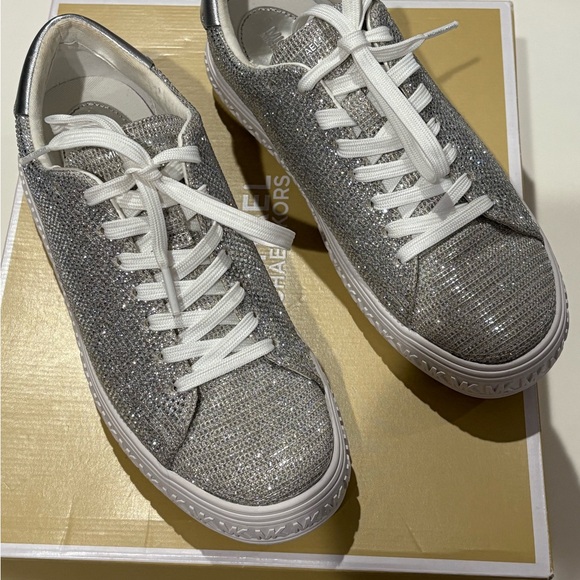 Michael Kors Shoes - Michael Kors Glitter Silver Sneakers